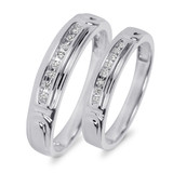 Photo of Willow 1/10 ct tw. Diamond Wedding Band Set 10K White Gold [WB504W]