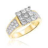 Photo of Aleeza 1 3/8 ct tw. Diamond Princess Cluster Engagement Ring 14K Yellow Gold [BT400YE-C000]