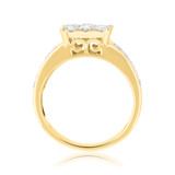 Photo of Aleeza 1 3/8 ct tw. Diamond Princess Cluster Engagement Ring 14K Yellow Gold [BT400YE-C000]