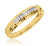 Photo of Willow 1/10 ct tw. Diamond Wedding Band Set 10K Yellow Gold [BT504YM]