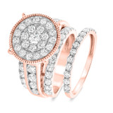 Photo of Eros 3 3/8 CT. T.W. Diamond Round Cluster Bridal Set 10K Rose Gold [BR407R-C000]