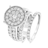 Photo of Eros 3 3/8 CT. T.W. Diamond Round Cluster Bridal Set 10K White Gold [BR407W-C000]