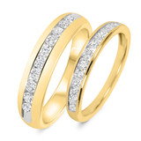 Photo of Kore 7/8 ct tw. Diamond Wedding Band Set 14K Yellow Gold [WB505Y]