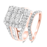 Photo of Mira 3 1/2 Carat T.W. Diamond Princess Cluster Bridal Set 10K Rose Gold [BR409R-C000]