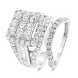 Photo of Mira 3 1/2 Carat T.W. Diamond Princess Cluster Bridal Set 10K White Gold [BR409W-C000]