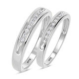 Photo of Gaia 1/10 ct tw. Diamond Wedding Band Set 14K White Gold [WB506W]