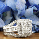 Photo of Mira 3 ct tw. Diamond Princess Cluster Engagement Ring 14K Rose Gold [BT409RE-C000]