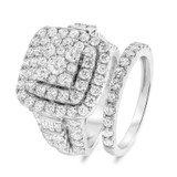Photo of Etta 4 1/3 CT. T.W. Princess Cluster Bridal Set 14K White Gold [BR410W-C000]