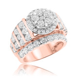 Photo of Selene 4 3/8 CT. T.W. Diamond Round Cluster Bridal Set 10K Rose Gold [BT411RE-C000]
