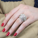 Photo of Selene 4 3/8 CT. T.W. Diamond Round Cluster Bridal Set 10K Rose Gold [BR411R-C000]