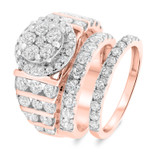 Photo of Selene 4 3/8 CT. T.W. Diamond Round Cluster Bridal Set 14K Rose Gold [BR411R-C000]