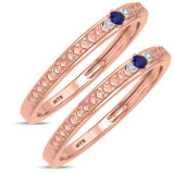 Photo of Manuka 1/8 CT. T.W. Sapphire and Diamond Same Sex Ladies Band Set 10K Rose Gold [WL867R]