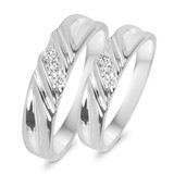 Photo of Cascade 1/10 ct tw. Diamond Wedding Band Set 10K White Gold [WB508W]