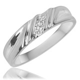 Photo of Cascade 1/10 ct tw. Diamond Wedding Band Set 10K White Gold [BT508WM]
