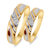 Photo of Cascade 1/10 ct tw. Diamond Wedding Band Set 14K Yellow Gold [WB508Y]