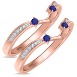 Photo of Clema 1/3 Carat T.W. Sapphire and Diamond Same Sex Ladies Band Set 10K Rose Gold [WL868R]
