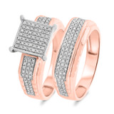 Photo of Winsome 3/8 Carat T.W. Diamond Princess Cluster Bridal Set 14K Rose Gold [BR413R-C032]