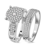 Photo of Gracie 3/8 Carat T.W. Diamond Round Cluster Bridal Set 14K White Gold [BR414W-C037]