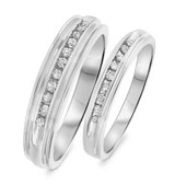 Photo of Farrah 1/3 ct tw. Diamond Wedding Band Set 10K White Gold [WB513W]
