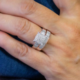 Photo of Enamor 2/3 CT. T.W. Diamond Princess Cluster Bridal Set 10K Rose Gold [BR415R-C029]
