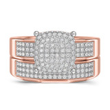 Photo of Enamor 2/3 CT. T.W. Diamond Princess Cluster Bridal Set 14K Rose Gold [BR415R-C029]