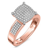 Photo of Enamor 2/3 CT. T.W. Diamond Princess Cluster Bridal Set 14K Rose Gold [BT415RE-C029]