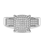 Photo of Enamor 2/3 CT. T.W. Diamond Princess Cluster Bridal Set 10K White Gold [BT415WE-C029]