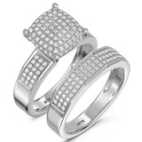 Photo of Enamor 2/3 CT. T.W. Diamond Princess Cluster Bridal Set 14K White Gold [BR415W-C029]