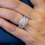 Photo of Enamor 2/3 CT. T.W. Diamond Princess Cluster Bridal Set 14K White Gold [BR415W-C029]