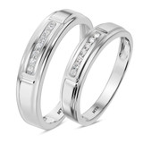 Photo of Boundless 1/8 ct tw. Diamond Wedding Band Set 10K White Gold [WB518W]