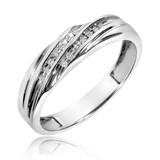 Photo of Adalyn 1/7 ct tw. Diamond Wedding Band Set 14K White Gold [BT519WM]