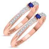 Photo of Magnol 1/3 CT. T.W. Sapphire and Diamond Same Sex Ladies Band Set 10K Rose Gold [WL872R]