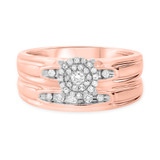 Photo of Zara 1/4 Carat T.W. Diamond Round Cluster Bridal Set 10K Rose Gold [BR417R-C037]