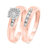 Photo of Zara 1/4 Carat T.W. Diamond Round Cluster Bridal Set 10K Rose Gold [BR417R-C037]