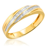 Photo of Adalyn 1/7 ct tw. Diamond Wedding Band Set 10K Yellow Gold [BT519YM]