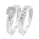 Photo of Zara 1/4 Carat T.W. Diamond Round Cluster Bridal Set 10K White Gold [BR417W-C037]