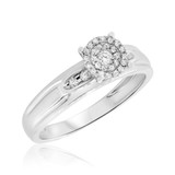 Photo of Zara 1/4 Carat T.W. Diamond Round Cluster Bridal Set 10K White Gold [BT417WE-C037]