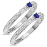 Photo of Magnol 1/3 Carat T.W. Sapphire and Diamond Same Sex Ladies Band Set 14K White Gold [WL872W]