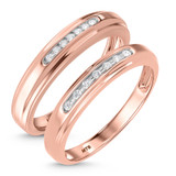 Photo of Effete 1/6 ct tw. Diamond Wedding Band Set 14K Rose Gold [WB521R]
