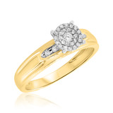 Photo of Zara 1/4 Carat T.W. Diamond Round Cluster Bridal Set 14K Yellow Gold [BT417YE-C037]