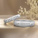 Photo of Effete 1/6 ct tw. Diamond Wedding Band Set 10K White Gold [WB521W]