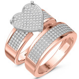 Photo of Valentina 5/8 CT. T.W. Diamond Heart Cluster Bridal Set 10K Rose Gold [BR418R-C035]