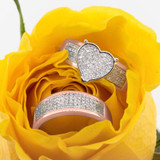Photo of Valentina 5/8 CT. T.W. Diamond Heart Cluster Bridal Set 10K Rose Gold [BR418R-C035]