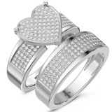 Photo of Valentina 5/8 CT. T.W. Diamond Heart Cluster Bridal Set 10K White Gold [BR418W-C035]