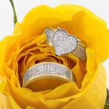 Photo of Valentina 5/8 CT. T.W. Diamond Heart Cluster Bridal Set 10K Yellow Gold [BR418Y-C035]