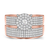 Photo of Collins 7/8 CT. T.W. Diamond Round Cluster Bridal Set 10K Rose Gold [BR419R-C036]