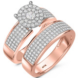 Photo of Collins 7/8 CT. T.W. Diamond Round Cluster Bridal Set 10K Rose Gold [BR419R-C036]