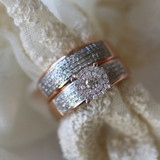 Photo of Collins 7/8 CT. T.W. Diamond Round Cluster Bridal Set 10K Rose Gold [BR419R-C036]