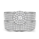 Photo of Collins 7/8 CT. T.W. Diamond Round Cluster Bridal Set 10K White Gold [BR419W-C036]