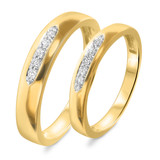 Photo of Amor 1/5 ct tw. Diamond Wedding Band Set 10K Yellow Gold [WB522Y]